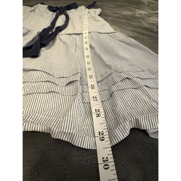 American Eagle Women's Pinstripe Bow Tie Tiered Summer Dress Size 6 Blue White - Picture 9 of 9